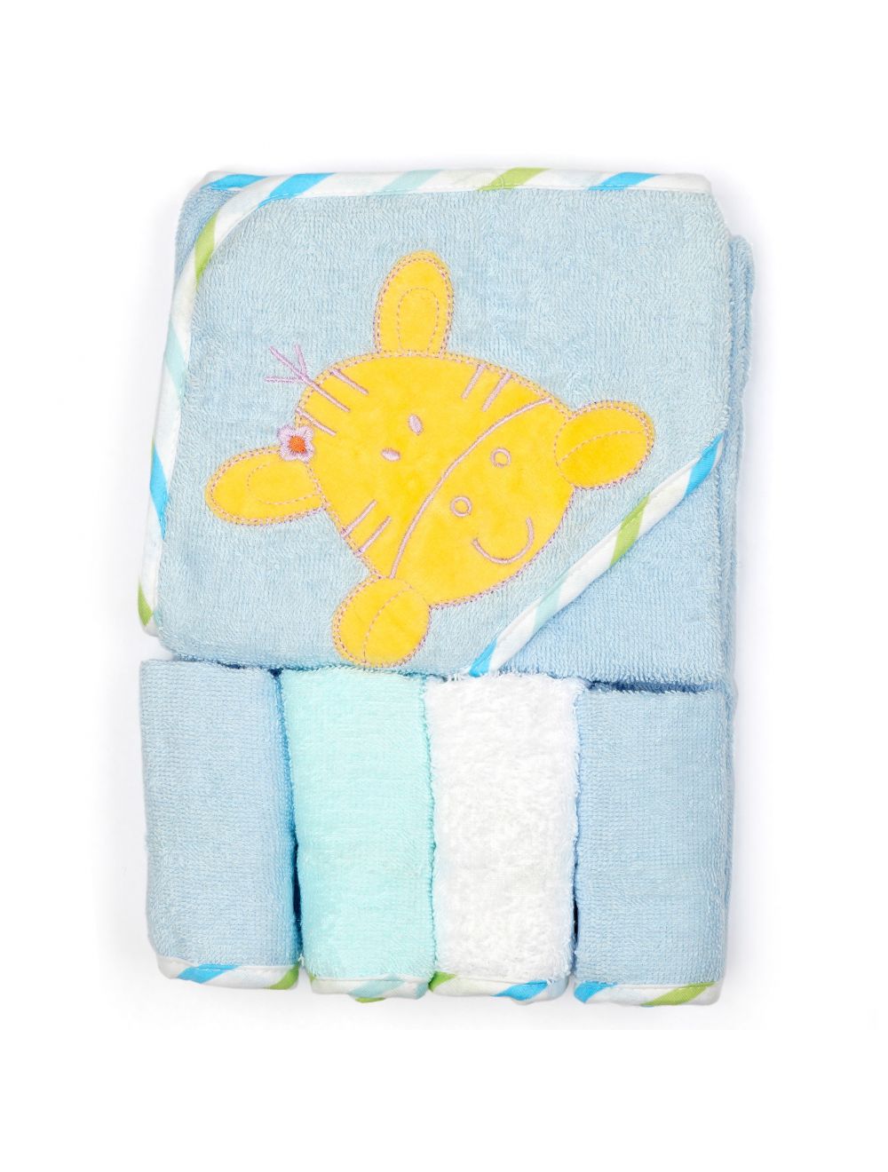 Little Sparks Baby Bath Towel With Washclothes Giraffe Blue